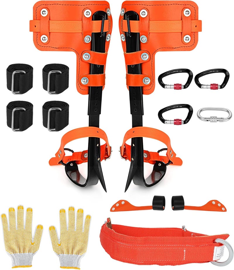 Xeoca Tree Climbing Spikes Set Tree Climbing Gear 1 Pair Alloy Steel Climbing Spurs 350lbs Load Capacity Arborist Equipment for Climbers, Fruit Picking and Lumberjack - Image 1
